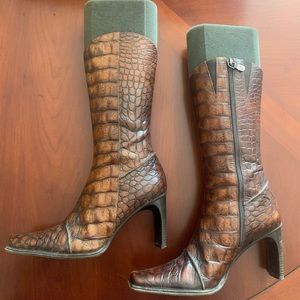 women’s vintage alligator embossed leather boots
